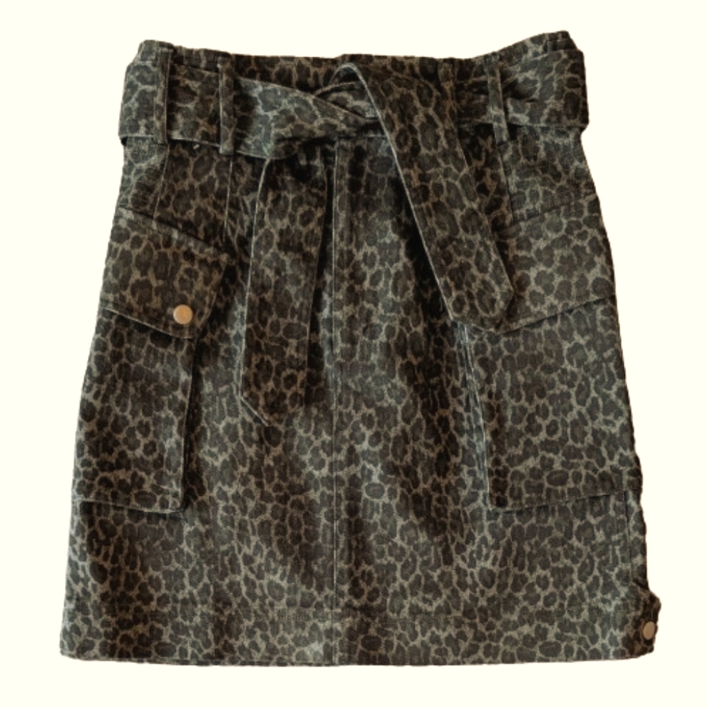 Marissa Webb Collective Green Leopard Denim Miniskirt 2